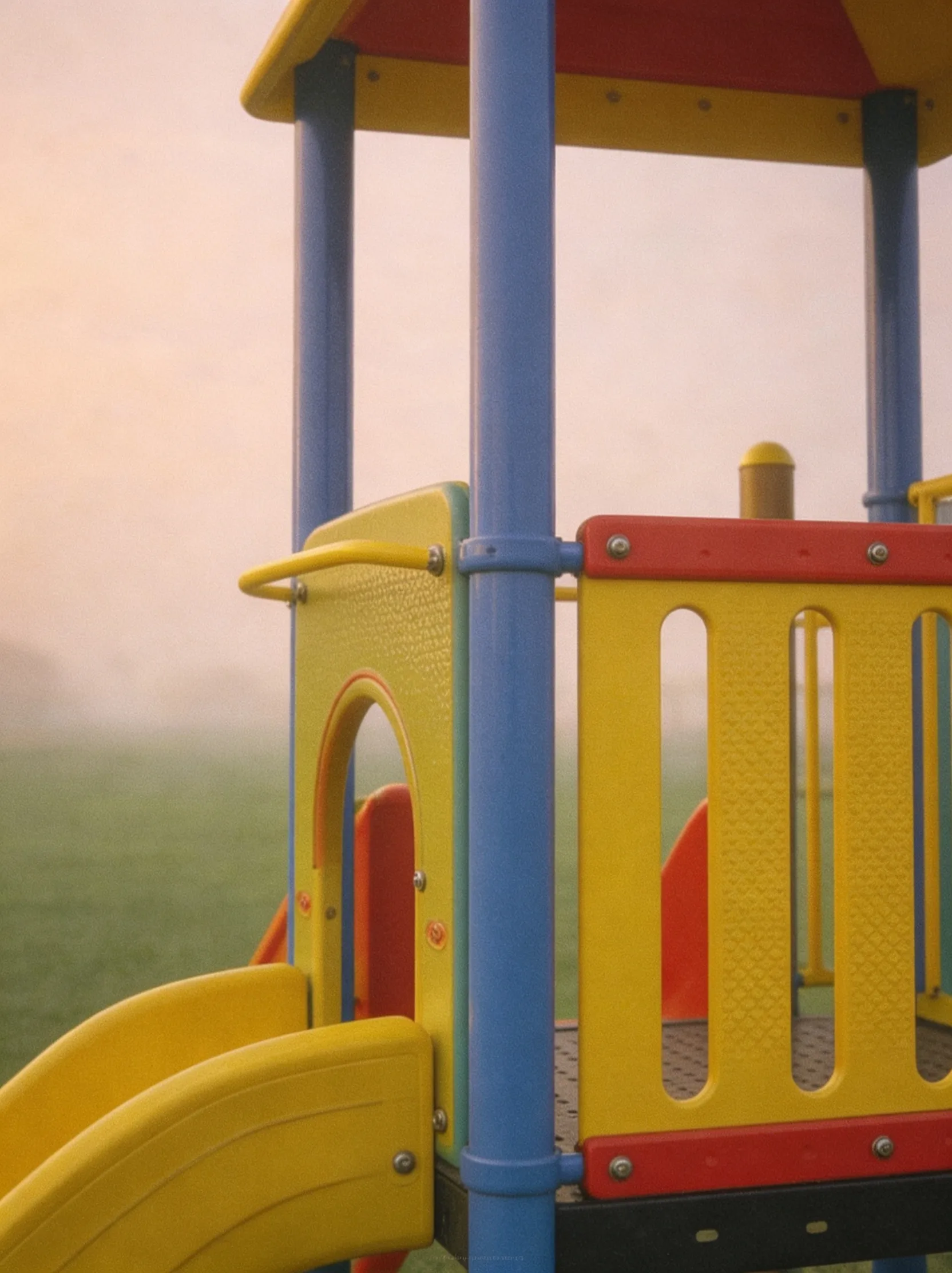 Pastel playground under a cloudy sky
