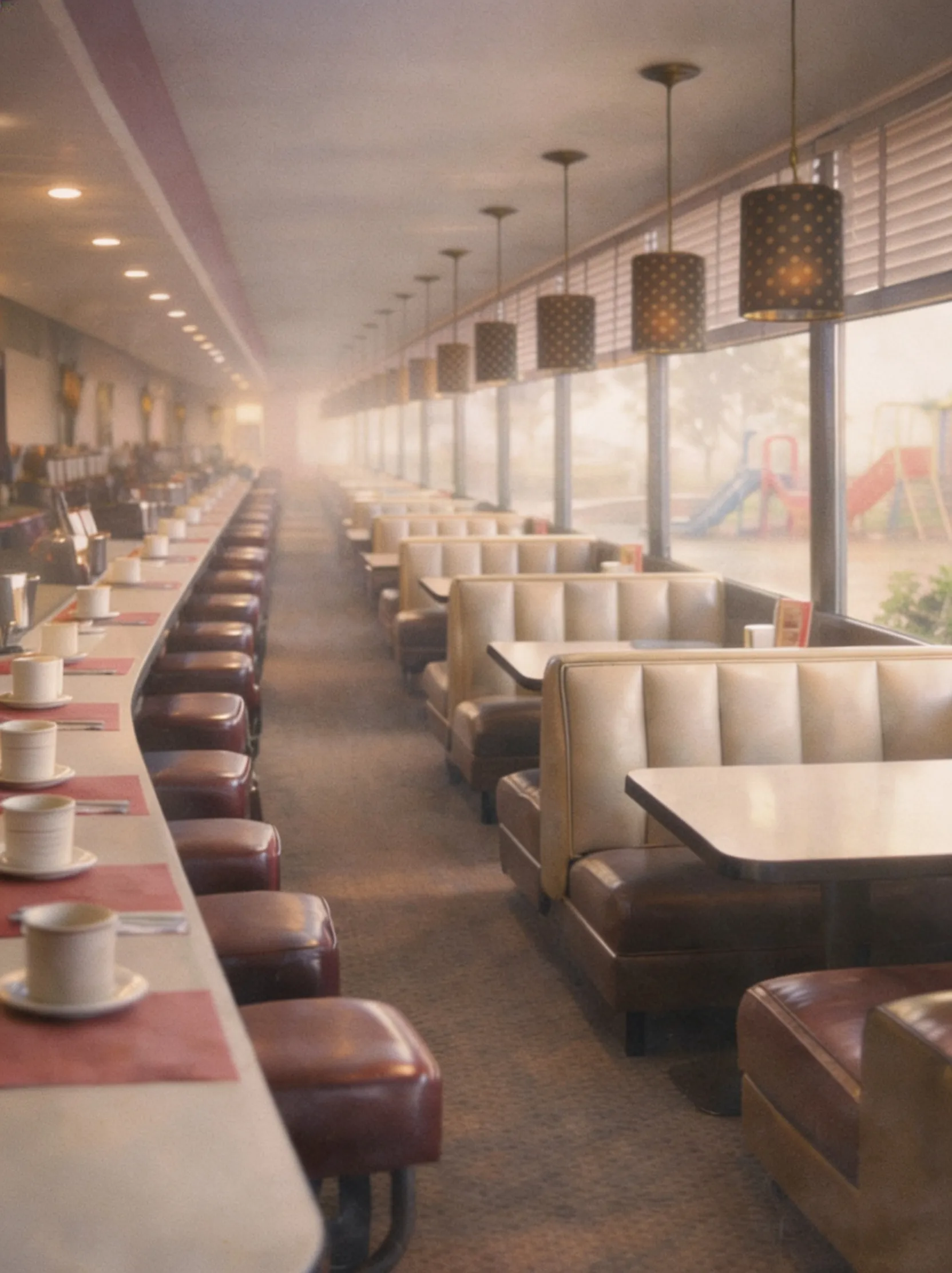 Empty pastel diner interior