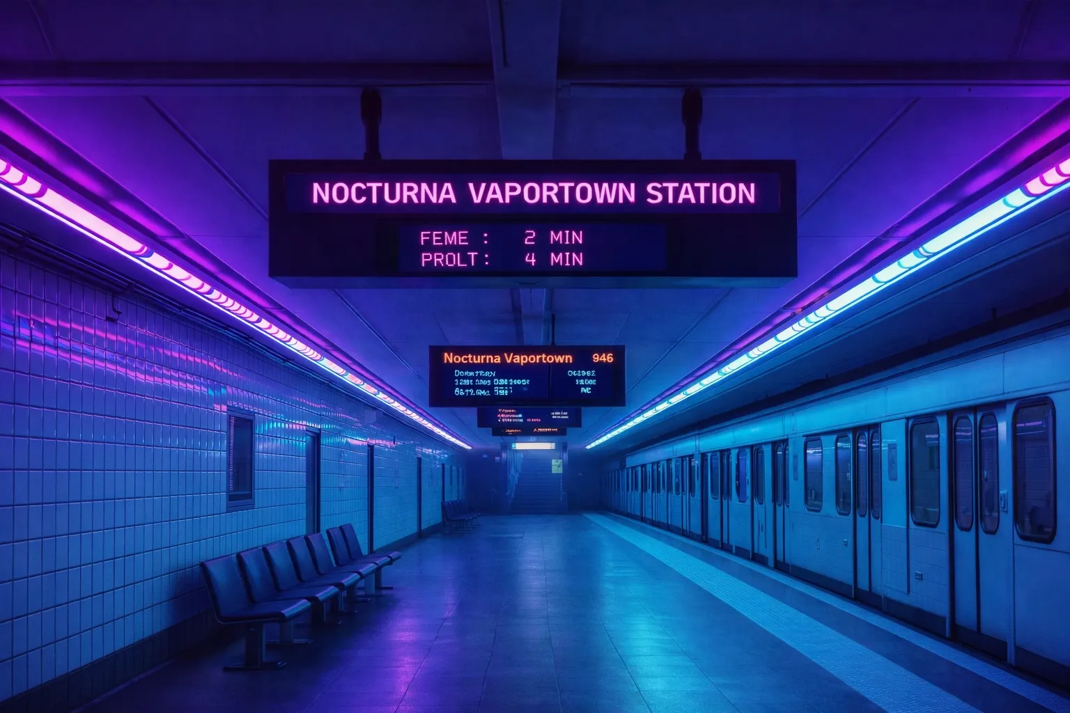 Neon subway car