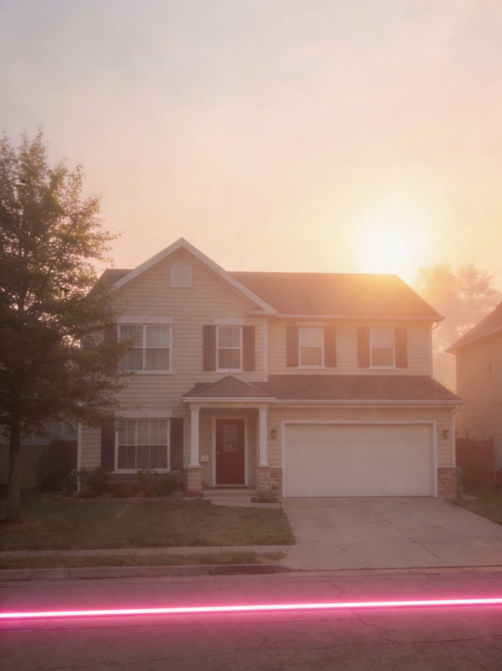 Suburban house at dusk